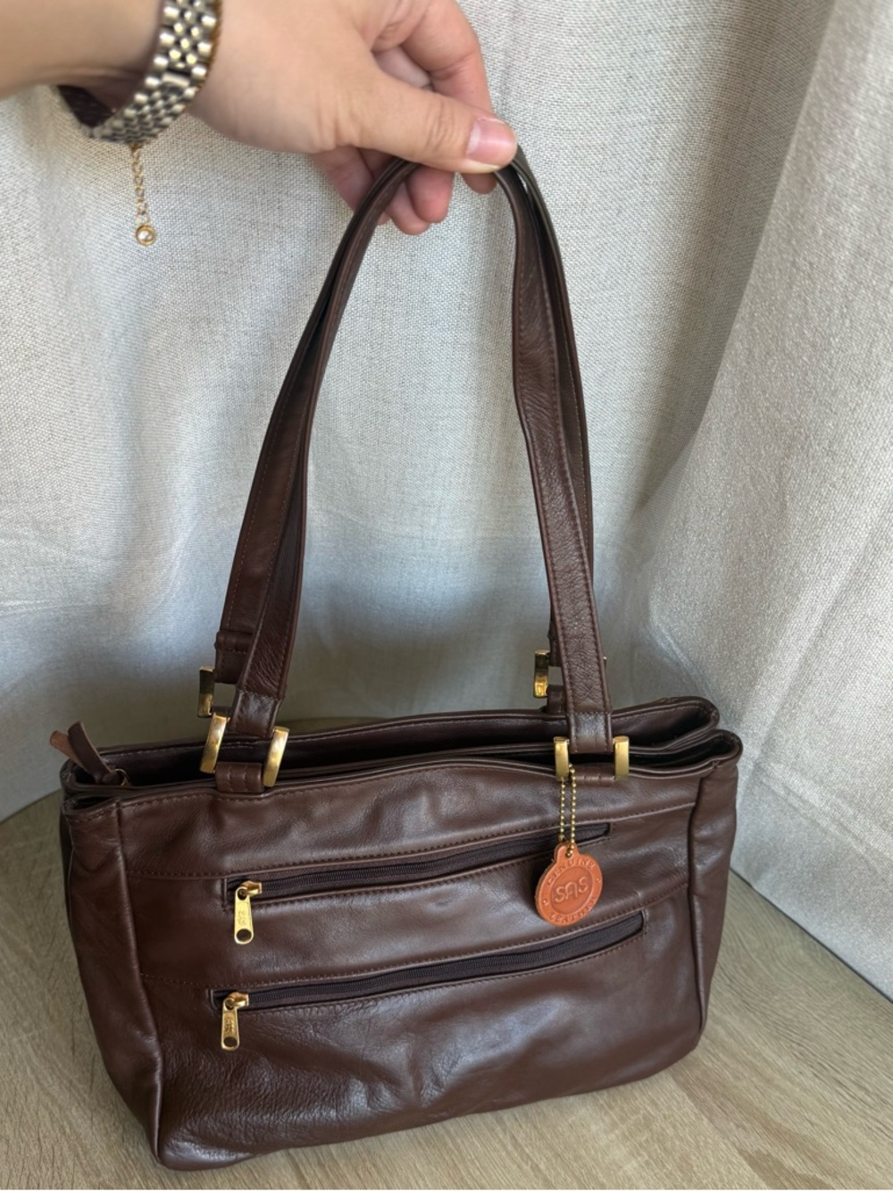 SAS Classic Brown Genuine Leather Tote Handbag ~ elegant Blokecore